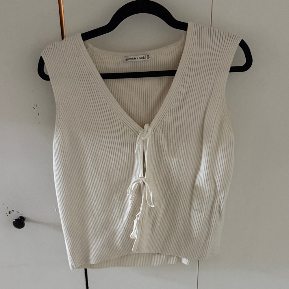 Abercrombie & Fitch Cream Tie-Front Tank Top
